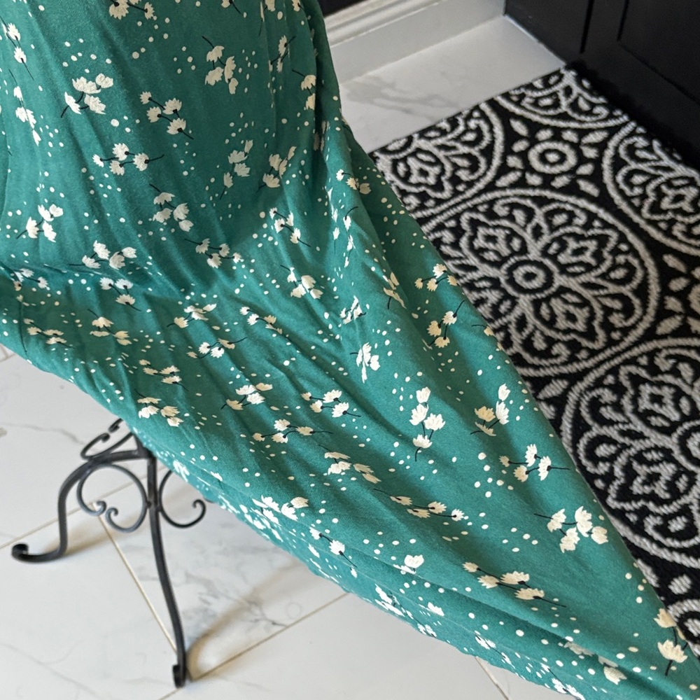 Mod Anthro sleeveless floral teal white, Teal Floral Maxi Dress - Picture 8 of 8